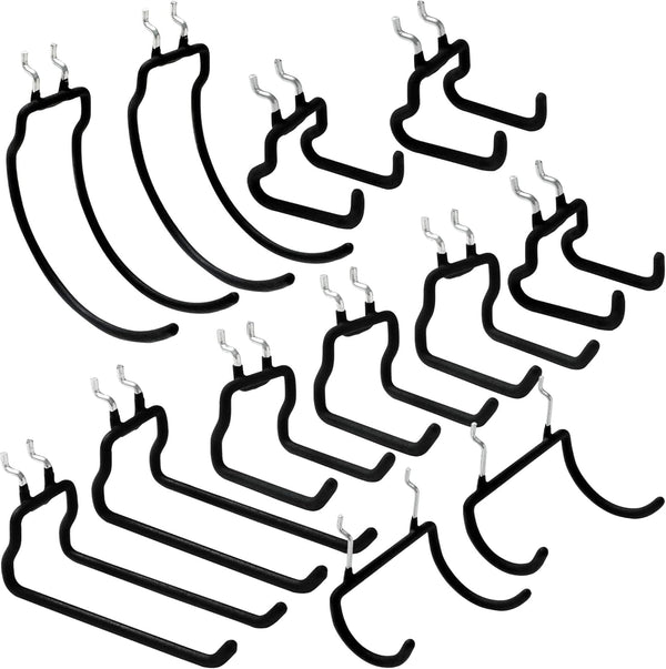 FRIMOONY 12 PCS Heavy Duty Pegboard Hooks for Organizing Various Tools, Compatible with 1/4 Inch Pegboard, Black