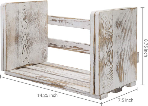 MyGift Rustic Whitewashed Wood Expandable Desktop Bookshelf/Adjustable Tabletop Organizer Rack