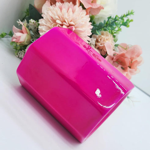 Pen Holder, Cute Ceramic Makeup Brush Holder, Hot Pink Pencil Cup for Girls, Kids, Women
