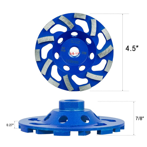 SALI 4.5 Inch Concrete Grinding Wheels - 14 Turbo Diamond Segments, 5/8-11 Arbor, for Paint, Epoxy, Mastic Coating