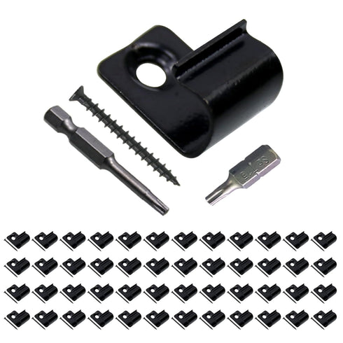 48-Pack Black Stainless Steel Deck Start Clips, Concealed Fasteners with Deck Screws for 400 Sqm, Includes 2 Drill Bits