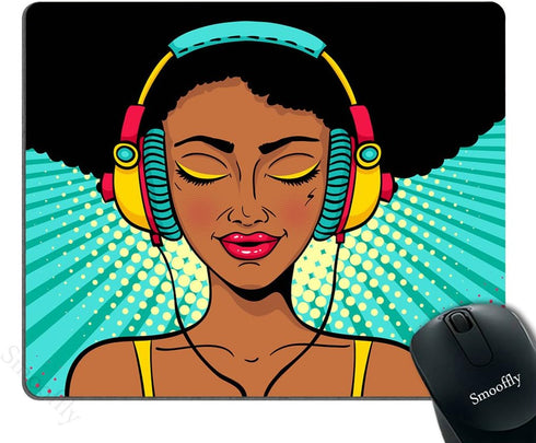 Smooffly Gaming Mouse Pad Custom Design, Young Sexy Afro American Woman, Non-Slip Rubber Gaming Mouse Pad