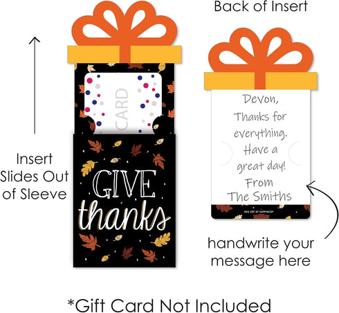 Set 8 Big Dot of Happiness Give Thanks - Thanksgiving Party Money and Gift Card Sleeves - Nifty Gifty Card Holders