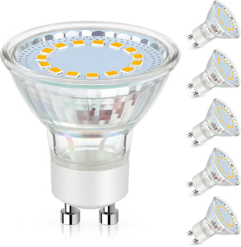 GU10 LED Light Bulb, 50 Watt Halogen Equivalent, 2700K Warm White, 450LM, Non-Dimmable, 5 Pack