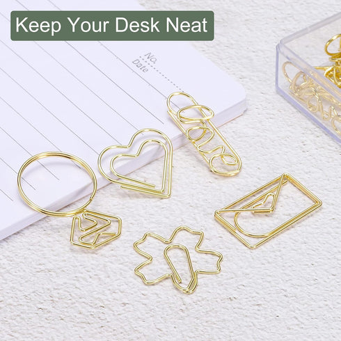 YOKIVE 20 Pcs Love Shape Paper Clips, Gold, 1.34-Inch, Great for Art, Home, Daily Use, Keep Desk Neat