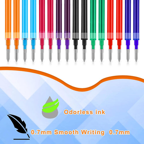 Erasable Pen Refills 0.7 Mm, 8 Assorted Colors Gel Ink Refills, Medium Fine Point Compatible with Retractable Click Pens