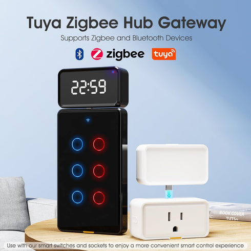 YIFAN Tuya Zigbee Hub Gateway - Smart Home Bridge Hub with Type-C Port, Compatible with Alexa/Google Assistant, Black