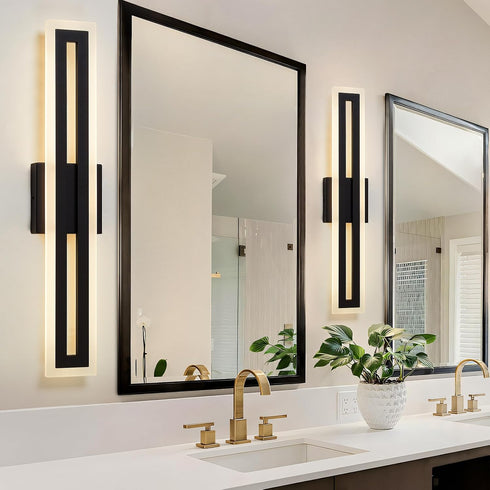 24 Inch, 15W Dimmable 3CCT WILON Modern Bathroom Vanity Light LED Vanity Light, Black Bathroom Lights Over Mirror