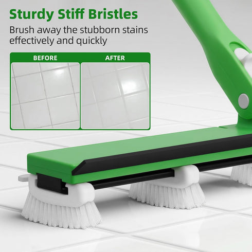 66'' Grout Cleaner Brush with Long Handle Stiff Bristle Multi-Line Cleaner Adjustable Heads Grout Scrub Crevice