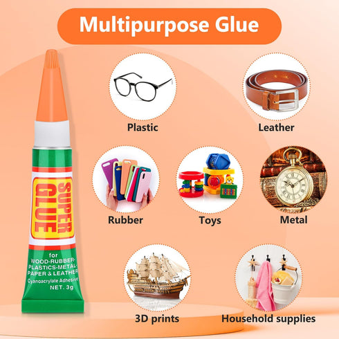 36 x 3g Clear Super Strong Glue for All Purpose, Instant Quick Dry Cyanoacrylate Adhesive Gel Tubes for DIY Crafts