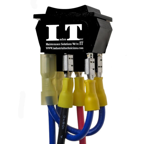 IndusTec Wired 20A 12V DC Motor Polarity Reversing Rocker Switch, 3 Position DPDT Momentary Automatic Reset