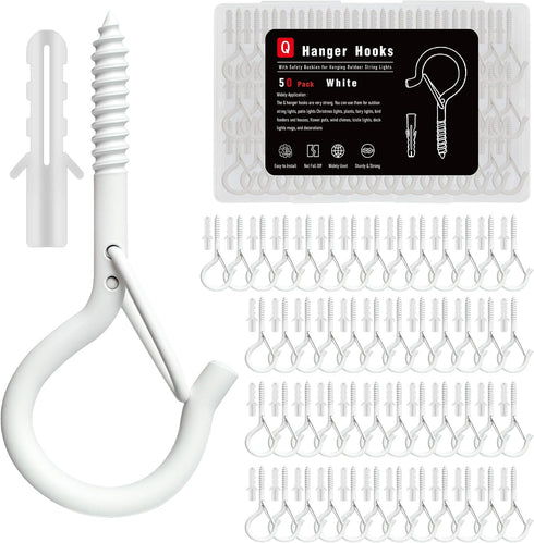 KULOLO Black Screw Hooks with Safety Lock 2.3" Rustproof Metal Ceiling Hooks for