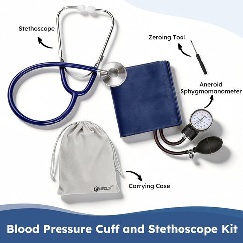 10-16 LotFancy Blood Pressure Cuff and Stethoscope Kit with D-Ring, Professional BP Cuff Standard Adult for Nursing
