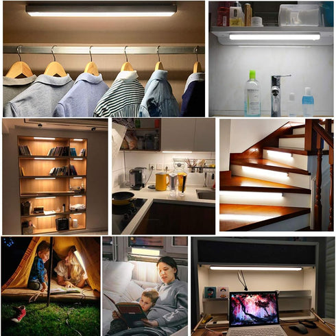 Closet Counter Lights Motion Sensored Wireless Under Cabinet Lights Rechargeable Battery Operated LED Light Strip Bar