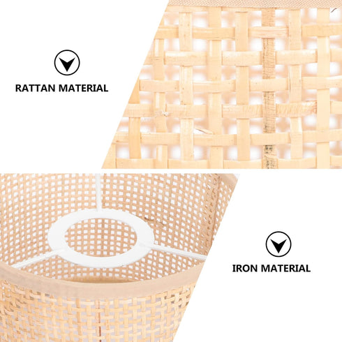 Cozy Yardwe Rattan Woven Lampshade Rattan Lamp Cover for Table Floor Lamps Elegant Boho Decor Home Lighting Accessory