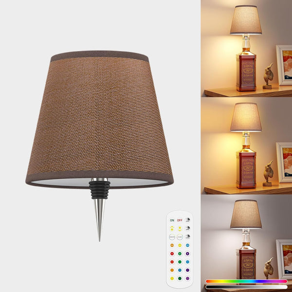 Cordless Bottle Lamp Shade Wireless RGB LED Wine Bottle Lamp with 3