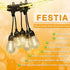 28.2FT, 12 Bulbs Dimmable 2700K, LED Outdoor Edison String Lights Waterproof with Remote Shatterproof with Timer and IC