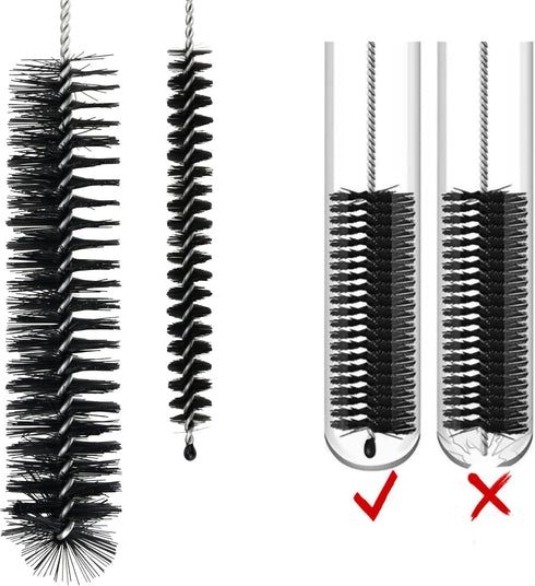 Tube Cleaning Brush Set, 12Pcs 8 Inch Long Nylon Flexible Bottle Brushes for Narrow Neck Bottles and Cups (Black)