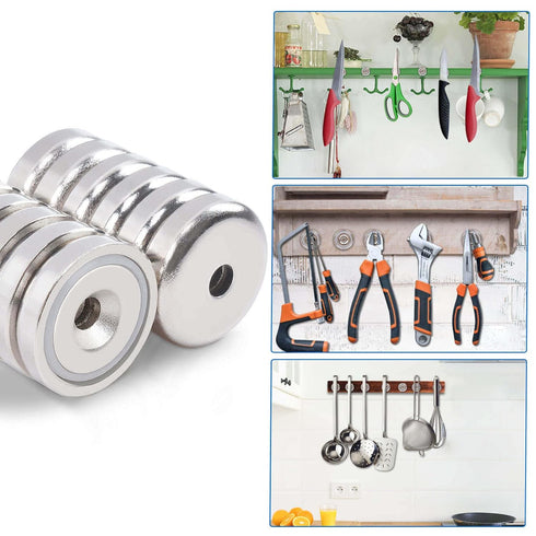 12 22 lbs 0.79"(20 mm) Countersunk Pcs Neodymium Cup Magnet with Holes, Pulling Force Strong Rare Earth Magnets Round