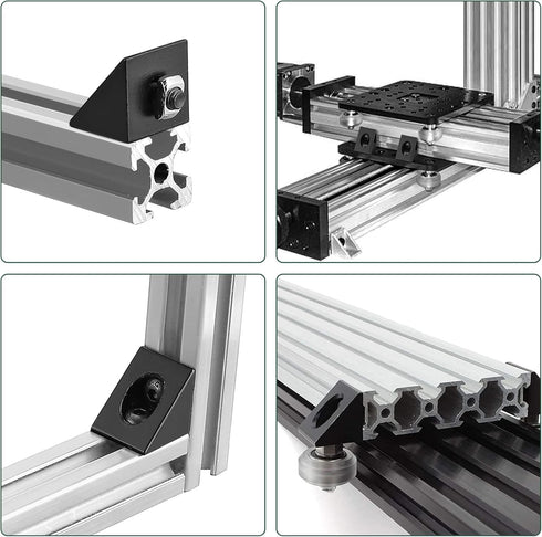 JiGiU 10PCS Triangle Angle Sharp Corner Bracket, Black Connector for 6mm Slot Aluminum Extrusion Profile