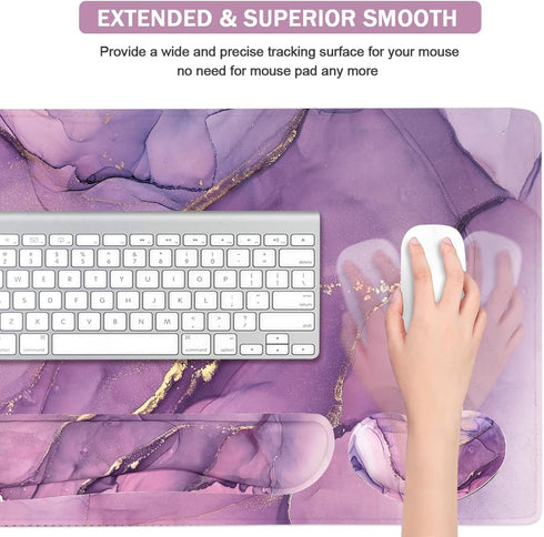 WB WEIRDBEAST Set, 4Pcs (35.415.7 Set Large Keyboard Mouse Pad Extended Mouse Pad+Keyboard Wrist Rest Support, Memory