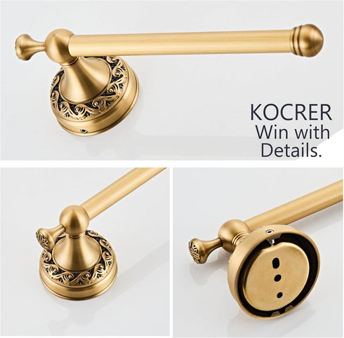 KOCRER 2 Brass Gold Toilet Paper Holder, Antique Hand Towel Ring Retro Hand Towel Holder Tissue Roll Paper Hanger Paper