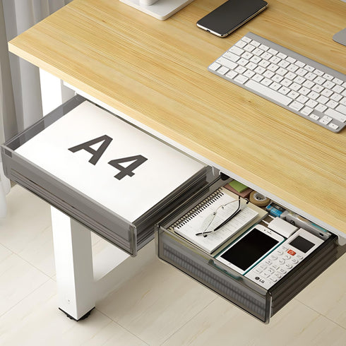 Under Desk Storage Organizer, 2 Pack Slide Out Large & Medium Drawers, Attachable Pencil Tray for Desktop
