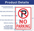 No Parking Sign with Symbol, 14 x 10 Inches Reflective Aluminum, UV Protected, Weather Resistant, Easy to Mount