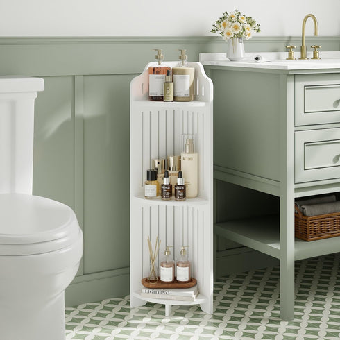 3-Tier VECELO Bathroom Shelves for Narrow Space, Modern Corner Shelf Stand,Small Storage Organizer for Bathroom,Toilet