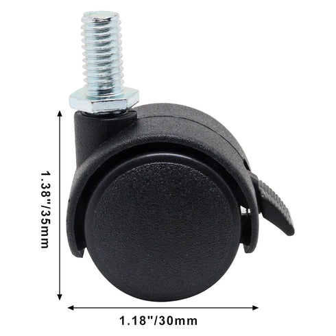 4 PCS 1 Inch Threaded Stem Caster Wheels, Nylon Locking Swivel Casters Furniture Wheel with Locking Brake, Replacement Casters 1" Castor Wheels for Tables, Workbenches, Kitchen Shelf