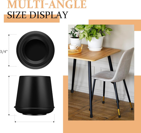 3/4" 12 Pack) VOCOMO Round Rubber Chair Leg Tips Caps, Chair Leg Floor Protectors Furniture Legs Caps Non Slip Reduce