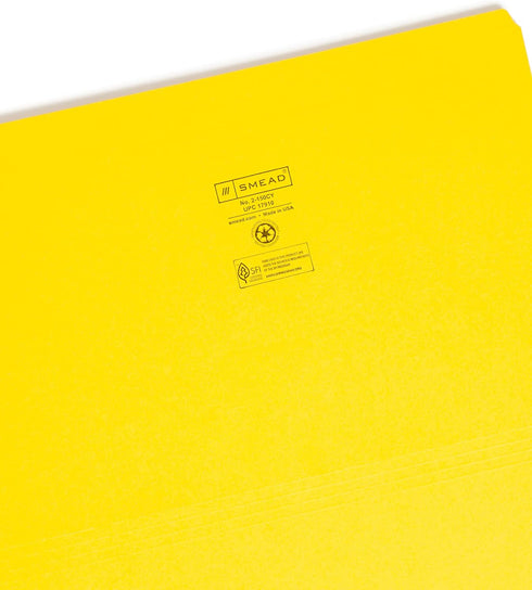 Smead File Folder, Reinforced Straight-Cut Tab, Legal Size, Yellow, 100 per Box (17910)