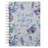 Inspirational Spiral Journal Notebook for Women - It is Well With My Soul, Blue/Purple Posies Floral, 192 Ruled Pages