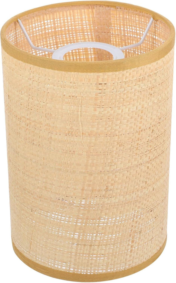 Woven Rattan Lampshade for E27/E14 Table and Floor Lamps, Rustic Light Brown