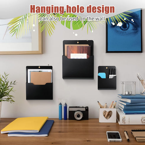Patelai 3 Pcs Magnetic File Holder, First Day of School Magnetic Wall File Organizer for Paper, Fridge Pockets, Locker