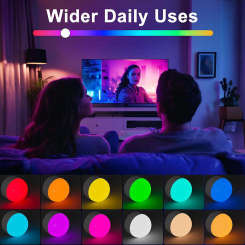 2 Pack Rechargeable Light Bulbs with Remote, E26/E12 Battery Operated, 2200mAh, Color Changing, Timer, Dimmer