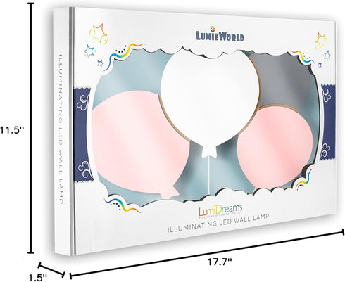 17.7 11.2 1.5-in Lumipets Lighted Balloons, Nursery Night Light, Wall Mounted Lighted, Battery Operated Cloud Light