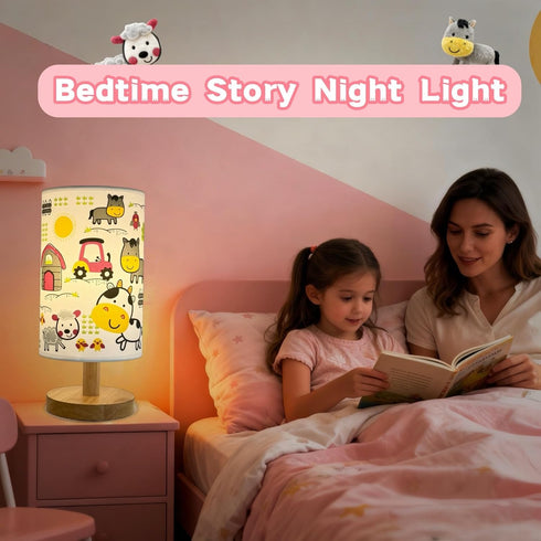 GERMAXXIS 3 Kids Night Light with Color Temperatures - Animals Desk Lamp for Nursery & Toddler Rooms, Boho Wood Base