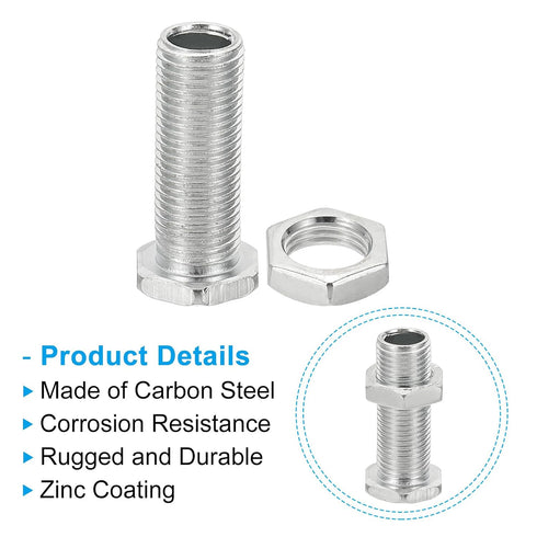 PATIKIL M10x30mm 10 Set Hex Bolts and Nuts Kit, Fine Thread Hollow Screws Assortment Hexagon Head Screw Through Hole