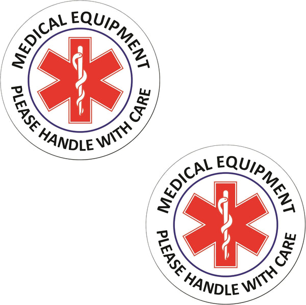 line 24 Medical Equipment Warning Signs - Medical Alert Stickers 4 Reflective Decals (2-Pack)