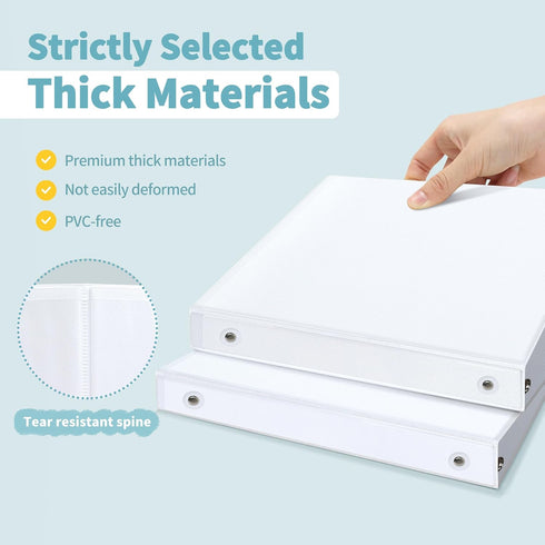 SUNEE 3 Ring Binder 1/2 Inch, 12 Pack, Clear View PVC-Free Binder for School or Office Supplies, White Binder