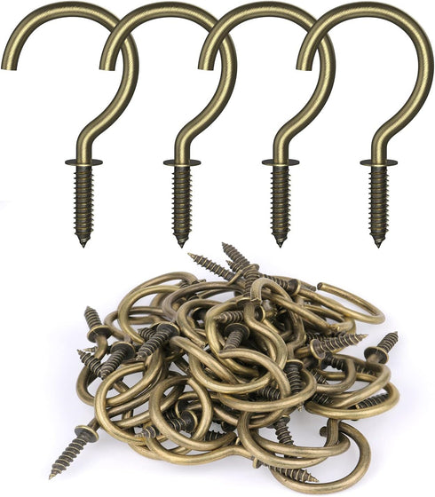 RELBRO 1-1/4 Inch Metal Screw Hooks, Bronze, 50 Pcs Cup Hooks