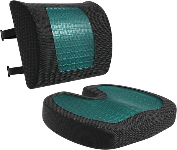 Amazon Basics Comfortable Seat Cushion & Lumbar Support for Office Chairs, Gel