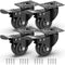 GBL 2" Heavy Duty Caster Wheels with Brakes, Set of 4, Up to 440Lbs, Silent Rubbered Trolley Wheels
