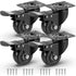 GBL 2" Heavy Duty Caster Wheels with Brakes, Set of 4, Up to 440Lbs, Silent Rubbered Trolley Wheels