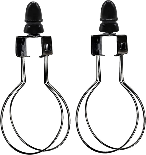 ECUDIS 2 Pack Lamp Shade Light Bulb Clip Lampshade Adapter with Finial, Black