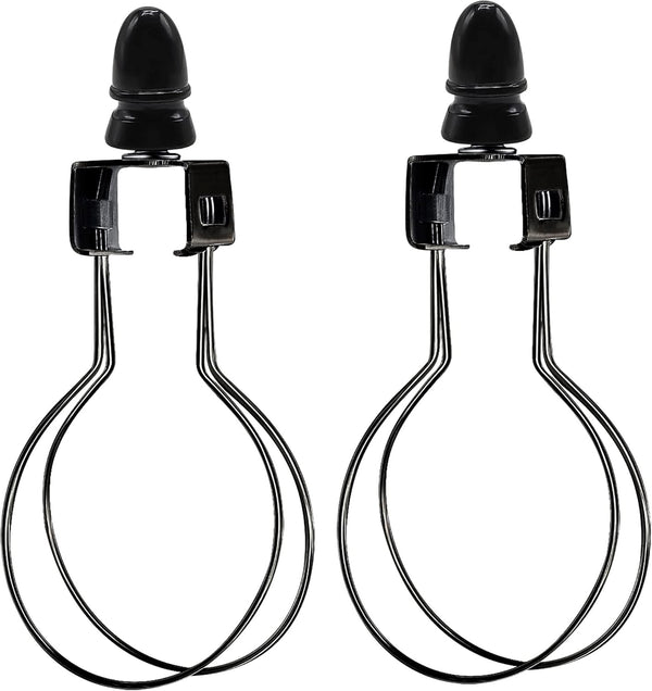 ECUDIS 2 Pack Lamp Shade Light Bulb Clip Lampshade Adapter with Finial, Black