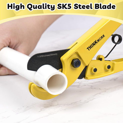 THINKWORK Plastic Pipe Cutter, 0-35mm for PEX, PVC, PPR Hoses, Sharp Copper Pipe Cutter for Tubes