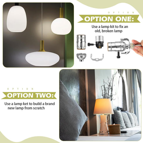 Honoson 2 Pcs Lamp Repair Kit, Table Lamp Rewire Kit with 3 Way Socket and DIY Instructions