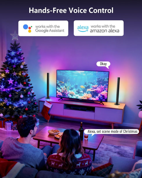 YULINKCO 16-Inch Smart RGB+IC LED Light Bar for Room, TV LED Backlight with Music Sync, Gaming Ambient Lighting